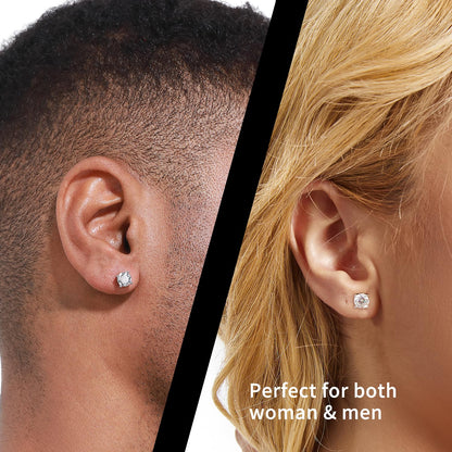 Moissanite Stud Earrings 2.0CT D Color,GRA 925 Sterling Silver Earrings for Men 18K White Gold Plating Earrings for Women,wedding earrings(1.0ct*2)