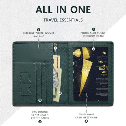 Premium Leather Passport Holder for Travel - RFID Blocking Passport Wallet for Men & Women, Passport Cover with Card Slots, ID Window - Business Travel, Airport Security, Gift for Travelers