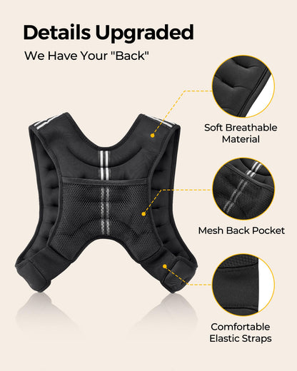 PACEARTH Weighted Vest,4lb/6lb/10lb/12lb/16lb/20lb/25lb/30lb Weight Vest with Reflective Stripe, Body Weight Vests Adjustable for Men, Women Workout, Strength Training, Running, Walking, Jogging