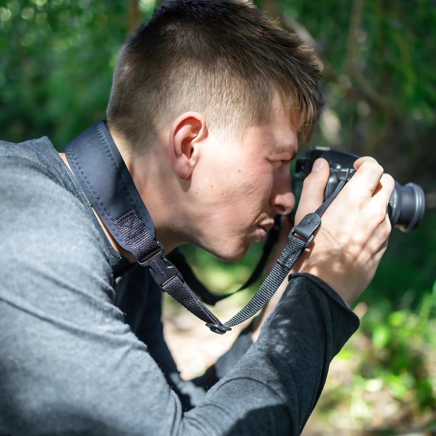 OP/TECH USA Super Classic Camera Neck Strap - UNI Loop Design with Padded Neoprene, Control-Stretch System, and Quick Disconnects - Ideal for Photographers' Comfort (Black)