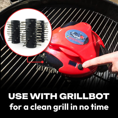 Grillbot Replacement Stainless Steel Brushes for Grillbot Automatic Grill Cleaning Robot – Set of 3 Stainless Steel Grill Brushes for Cast Iron & Expanded Steel Grills