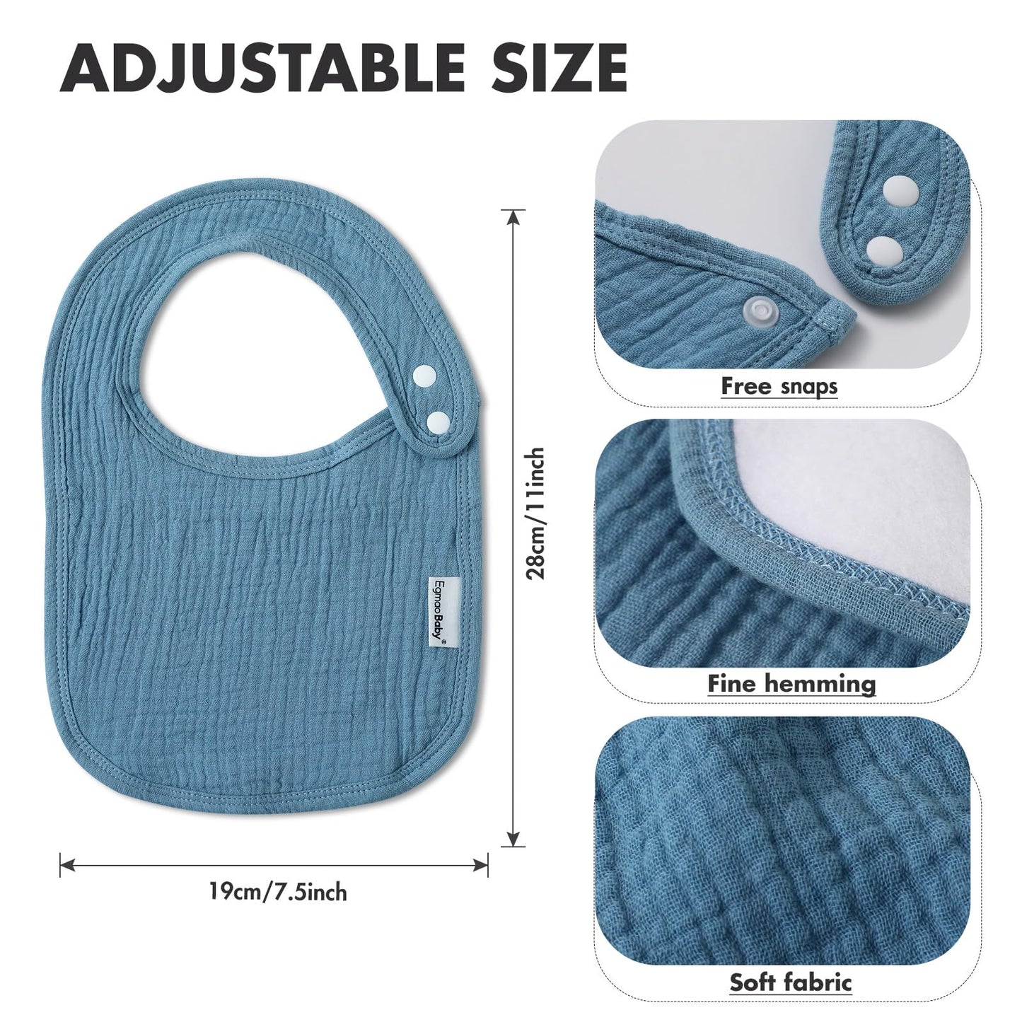 Muslin Bibs for Baby Boys Girls,Organic Muslin Baby Bib for Drooling and Teething,Soft Bandana Drool Bibs 5 Pack