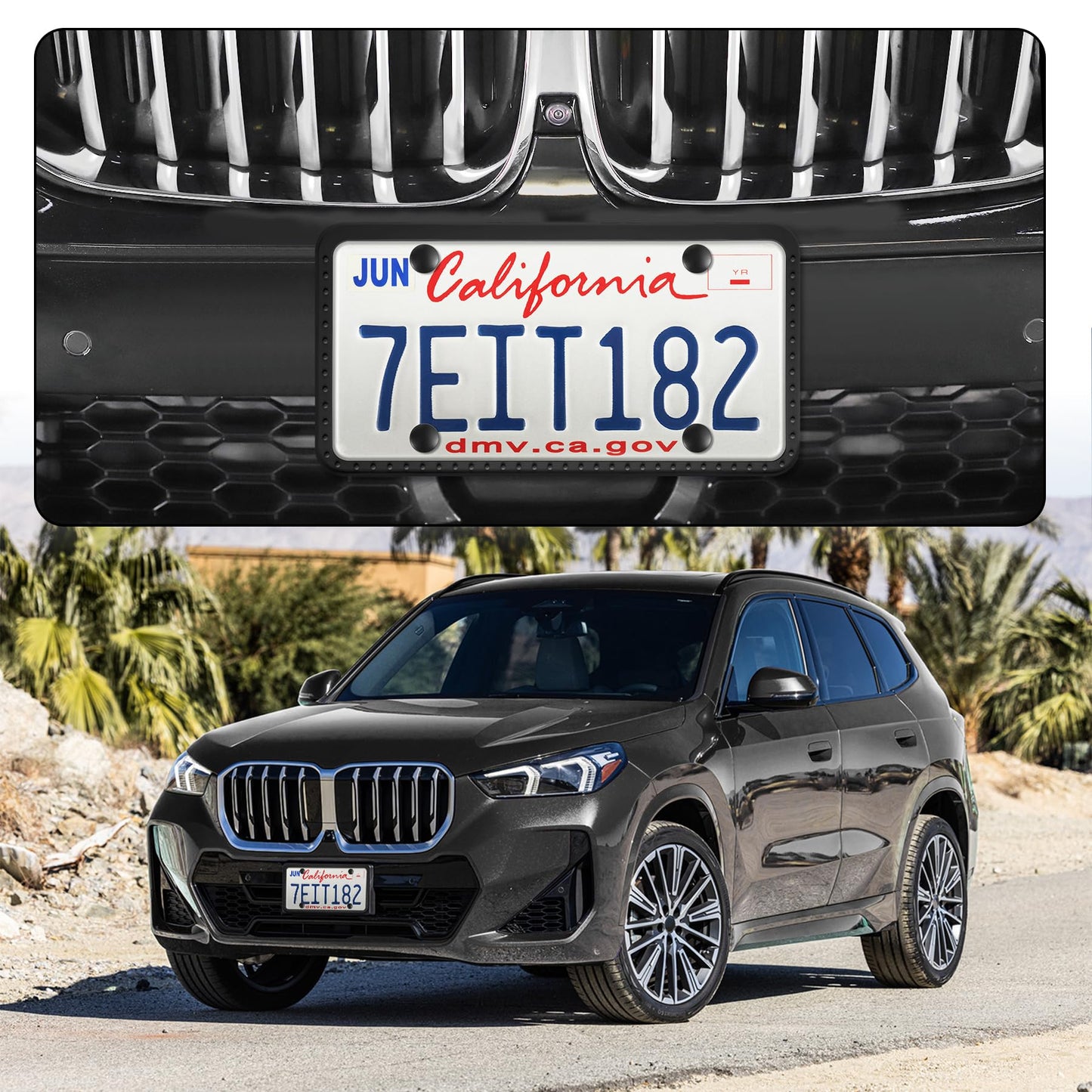 LivTee Silicone License Plate Frames Covers, 2 Pack Universal American Car Accessories License Plate Bracket Holder with Bolts Washer Caps, Rust-Proof, Rattle-Proof, Weather-Proof, Black