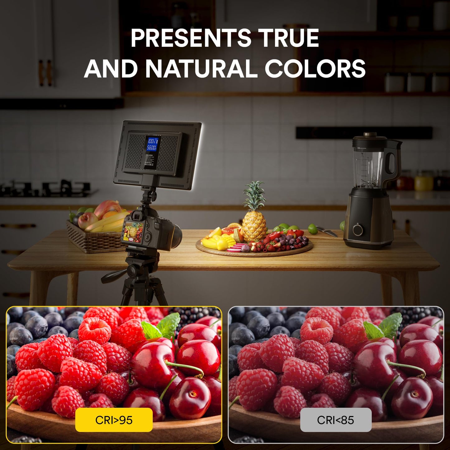 RALENO 19.5W LED Video Soft Light Panel, 650Lux/m Camera Panel Light Built-in 2* 4000mAh Batteries, CRI>95 3200-5600K Photography Studio Lights for TikTok YouTube Video Recording Photography Streaming