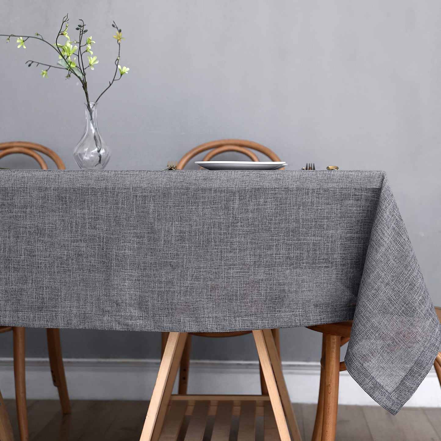 maxmill Flaxy Faux Linen Tablecloth with 2-Tone Slubby Texture Wrinkle Free Anti-Shrink Soft Table Cloth for Kitchen Dining Tabletop for Outdoor and Indoor Use Rectangle 60 x 84 Inch Charcoal
