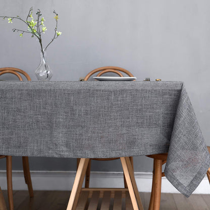 maxmill Flaxy Faux Linen Tablecloth with 2-Tone Slubby Texture Wrinkle Free Anti-Shrink Soft Table Cloth for Kitchen Dining Tabletop for Outdoor and Indoor Use Rectangle 60 x 84 Inch Charcoal