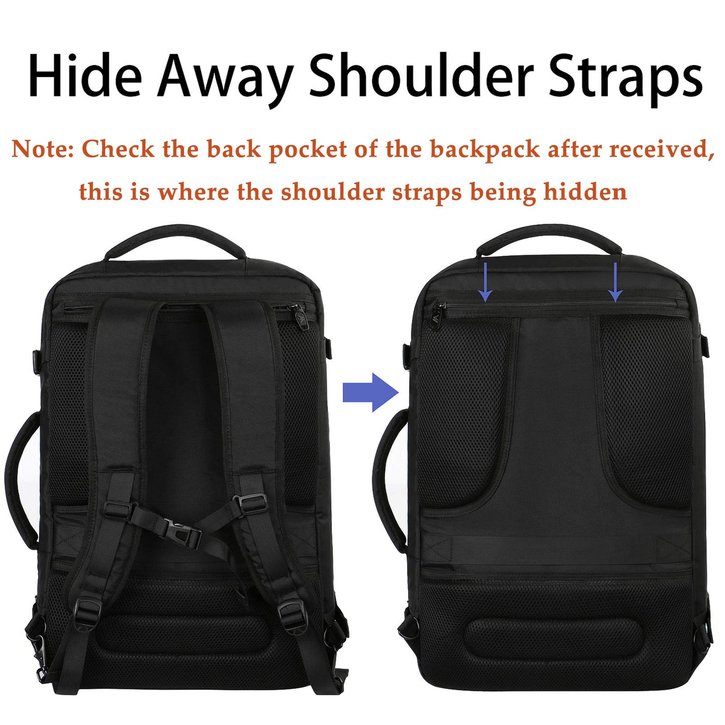 MATEIN Mens Travel Backpack, 27L Lightweight Carry on Backpack for Women, Expandable Business Backpacks, Waterproof Hiking Daypack for Outdoor Sports Rucksack Casual Daypack, Travel Essential, Black