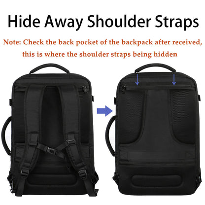 MATEIN Mens Travel Backpack, 27L Lightweight Carry on Backpack for Women, Expandable Business Backpacks, Waterproof Hiking Daypack for Outdoor Sports Rucksack Casual Daypack, Travel Essential, Black