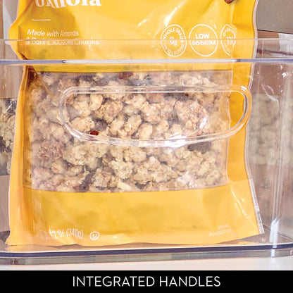 iDesign BPA-Free Plastic Crisp Large Pantry and Fridge Organizer with Easy to Grip Integrated Handles for Kitchen, Fridge, Freezer, Pantry and Cabinet Organization, 16" x 8" x 5", Clear