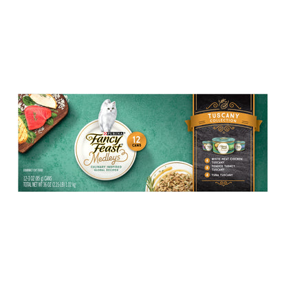Purina Fancy Feast Medleys 12 Ct. Tuscany Wet Cat Food Variety Pack - (12) 3 oz. Cans - (2 Packs of 12) 3 oz. Cans