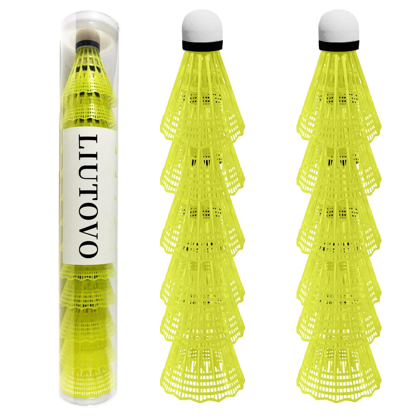 LIUTOVO 12 Packs Nylon Badminton Shuttlecocks Birdies Nylon Feather Shuttlecocks Badminton Birdies Great Stability ＆ Durability Indoor Outdoor Sports Hight Speed Training Badminton Balls