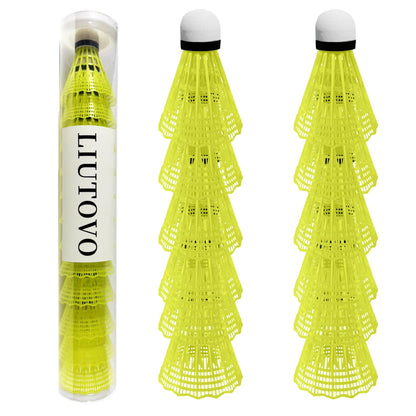LIUTOVO 12 Packs Nylon Badminton Shuttlecocks Birdies Nylon Feather Shuttlecocks Badminton Birdies Great Stability ＆ Durability Indoor Outdoor Sports Hight Speed Training Badminton Balls