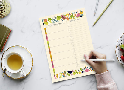 mudrit Magnetic Weekly Meal Planner Notepad with Tear Off Grocery Shopping List for Fridge | What To Eat Pad - 52 sheets, 7” x 10”