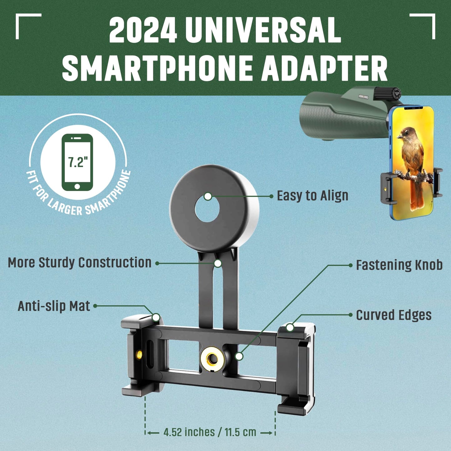 Monocular Telescope - 12x56 High Powered, Compact, Dust-Proof, Waterproof, Handheld Scope with Smartphone Adapter and Metal Tripod - Ideal for Hunting, Stargazing, Birdwatching, and Outdoor Adventures