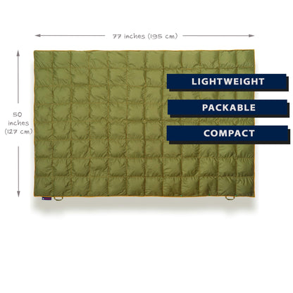 Get Out Gear Down Camping Blanket - Outdoor Lightweight Packable 650 Fill Power Down Blanket Compact Waterproof and Warm Backpacking Quilt for Camping Hiking Travel Hammock