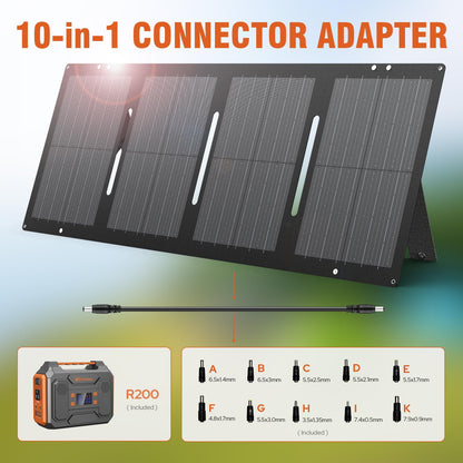 Portable Solar Generator, 300W Portable Power Station with Foldable 60W Solar Panel, 110V Pure Sine Wave 280Wh Lithium Battery Pack with USB DC AC Outlet for Home Use RV Van Outdoor Camping-Orange