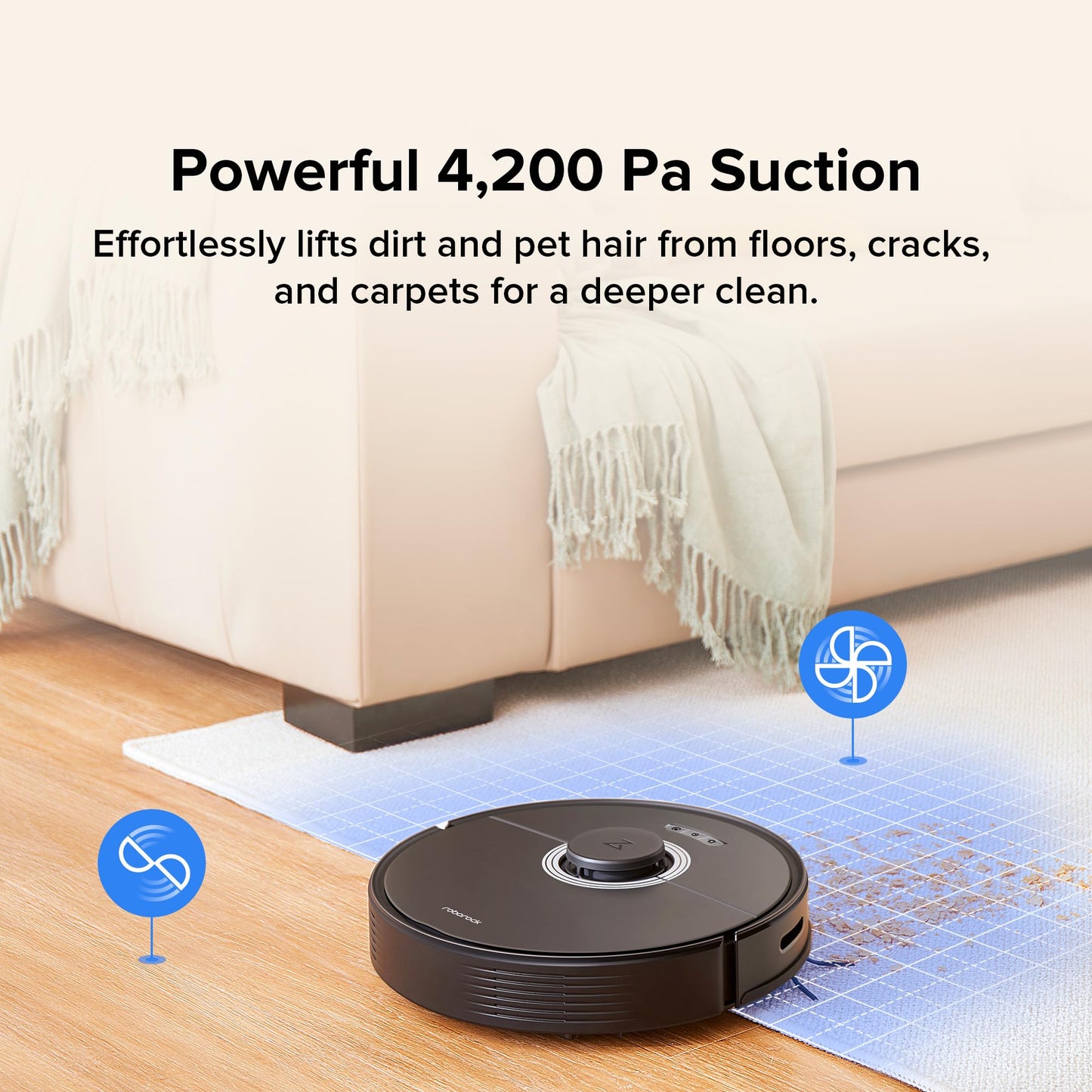 roborock Q7 Max+ Robot Vacuum and Mop with Auto-Empty Dock Pure, Hands-Free Cleaning for up to 7 Weeks, APP-Controlled Mopping, 4200Pa Suction, No-Mop&No-Go Zones, 180mins Runtime, Works with Alexa