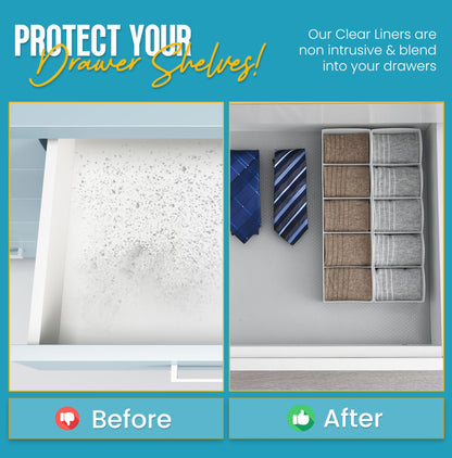 Linda's Essentials Shelf Liner Drawer Liner for Kitchen Cabinets Non-Adhesive (12 x 60 Inches) - Non-Slip Easy Clean Kitchen Cabinet and Cupboard Protector, Waterproof Mat, Clear Roll