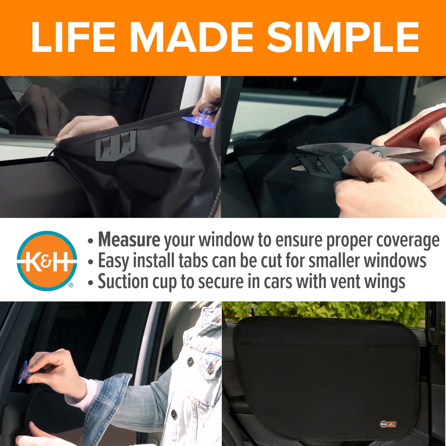 K&H Pet Products Car Door Protector for Dogs, 2 Pack Waterproof Interior Pet Car Door Protector from Dog Scratching, Stay Put Cover Design, Fits Most Vehicles, Washable - 27 x 19in Black