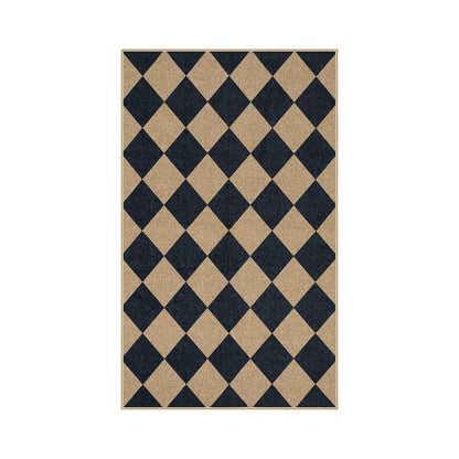 Lahome Checkered Easy Jute 3x5 Outdoor Patio Rug, Washable Rugs for Entryway Diamond Indoor Outdoor Living Room Carpet, Farmhouse Neutral Non Slip Black Door Carpet for Backyard Bedroom