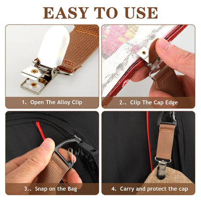 Mabor 4Pcs Travel Hat Clip Elastic Hat Holder for Purse Hands-Free Bag Accessory for Traveling Bags Backpacks Purses Luggage Outdoor Travel Accessory