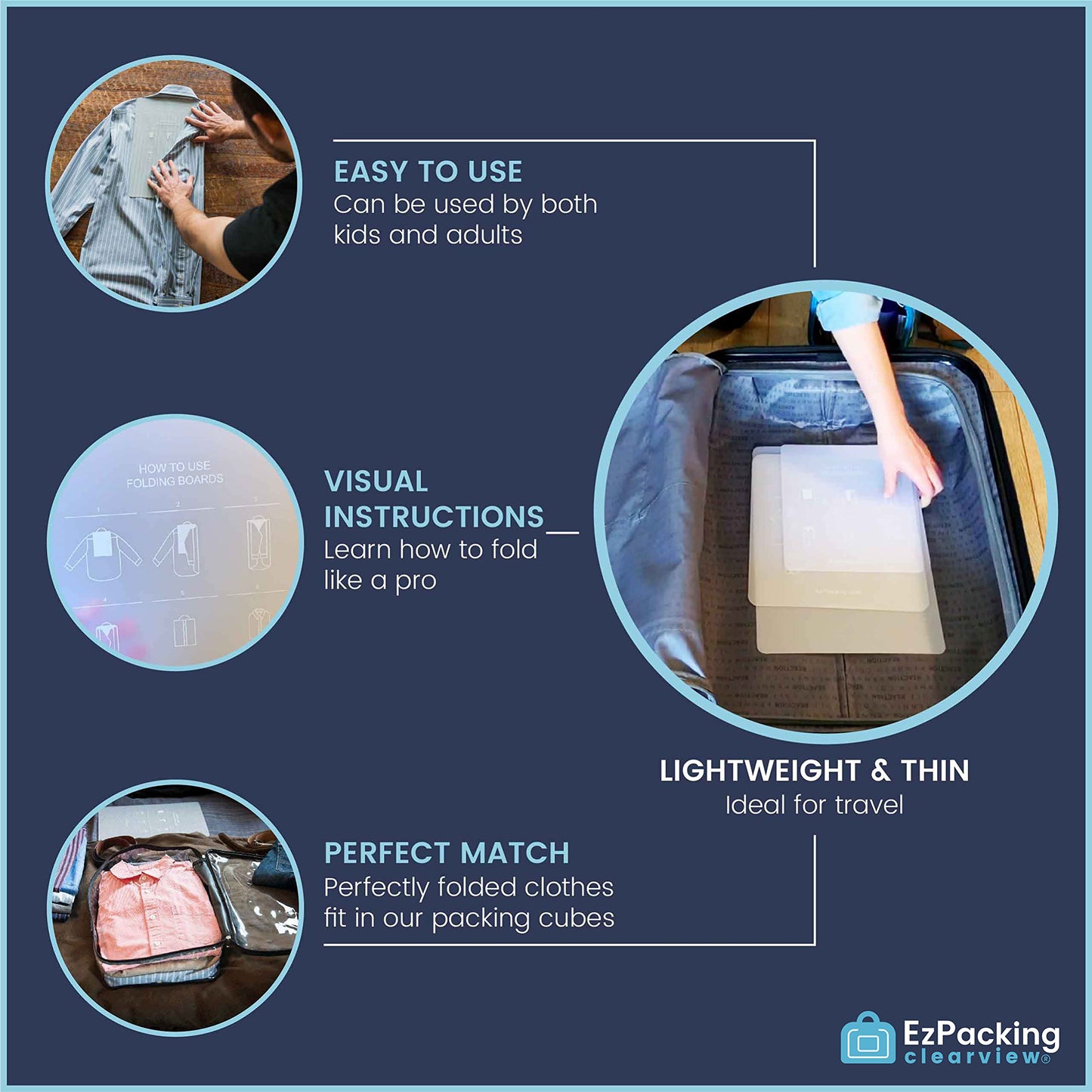 Laundry Folding Boards for Clothing & Garments Set of 3 / For Adults & Kids/Perfect for T-Shirts, Dress Shirts & Sweaters/Folding Helper Tool in Small, Medium & Large/For Travel, Home or Retail