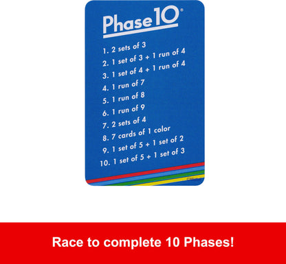 Mattel Games Phase 10 Card Game with 108 Cards, Makes a Great Gift for Kids, Family or Adult Game Night, Ages 7 Years and Older