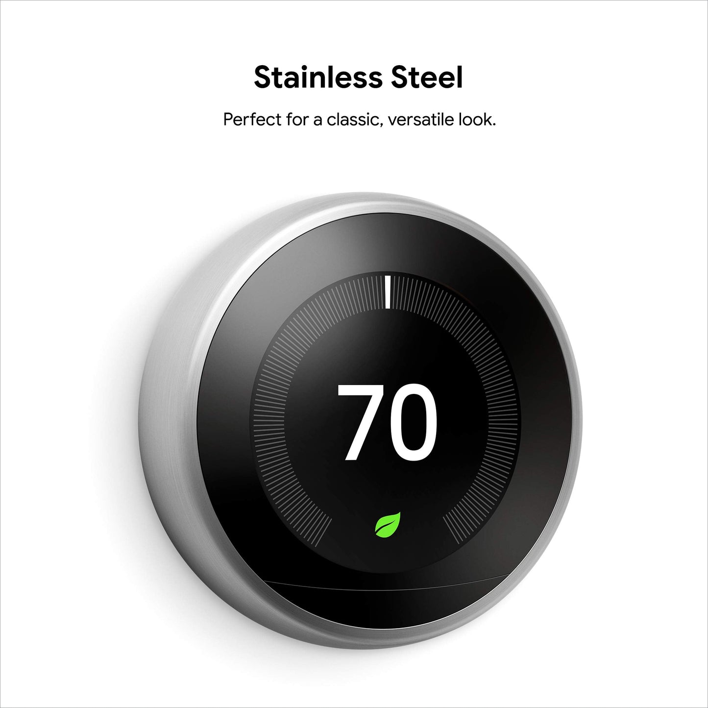 Google Nest Learning Thermostat - 3rd Gen (2015) - Programmable Smart Thermostat for Home - Works with Alexa - Stainless Steel