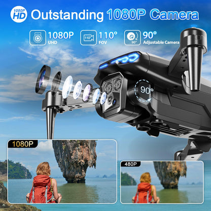 Naseto Drone with Camera 1080P HD, FPV Foldable Drone for Adults Kids, One-Key Take Off/Landing, 3D Flips, Altitude Hold, Speed Adjustment, Headless Mode, 2 Batteries, Toys Gifts for Boys Girls