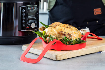 Instant Pot Official Silicone Bakeware Sling - Multi-Use, Heat-Resistant, BPA-Free, Compatible with 6-Quart and 8-Quart Cookers, Red - Ideal for Lifting, Roasting, and Healthier Cooking