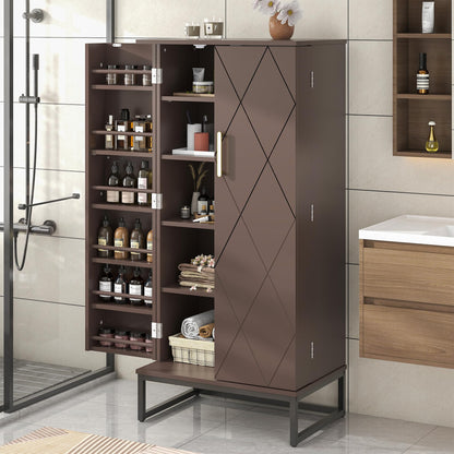 kepptory 51” Pantry Cabinets, Freestanding Kitchen Pantry Storage Cabinet with Adjustable Shelves, Buffet Cupboards Storage Cabinet for Home Office Use (Brown)