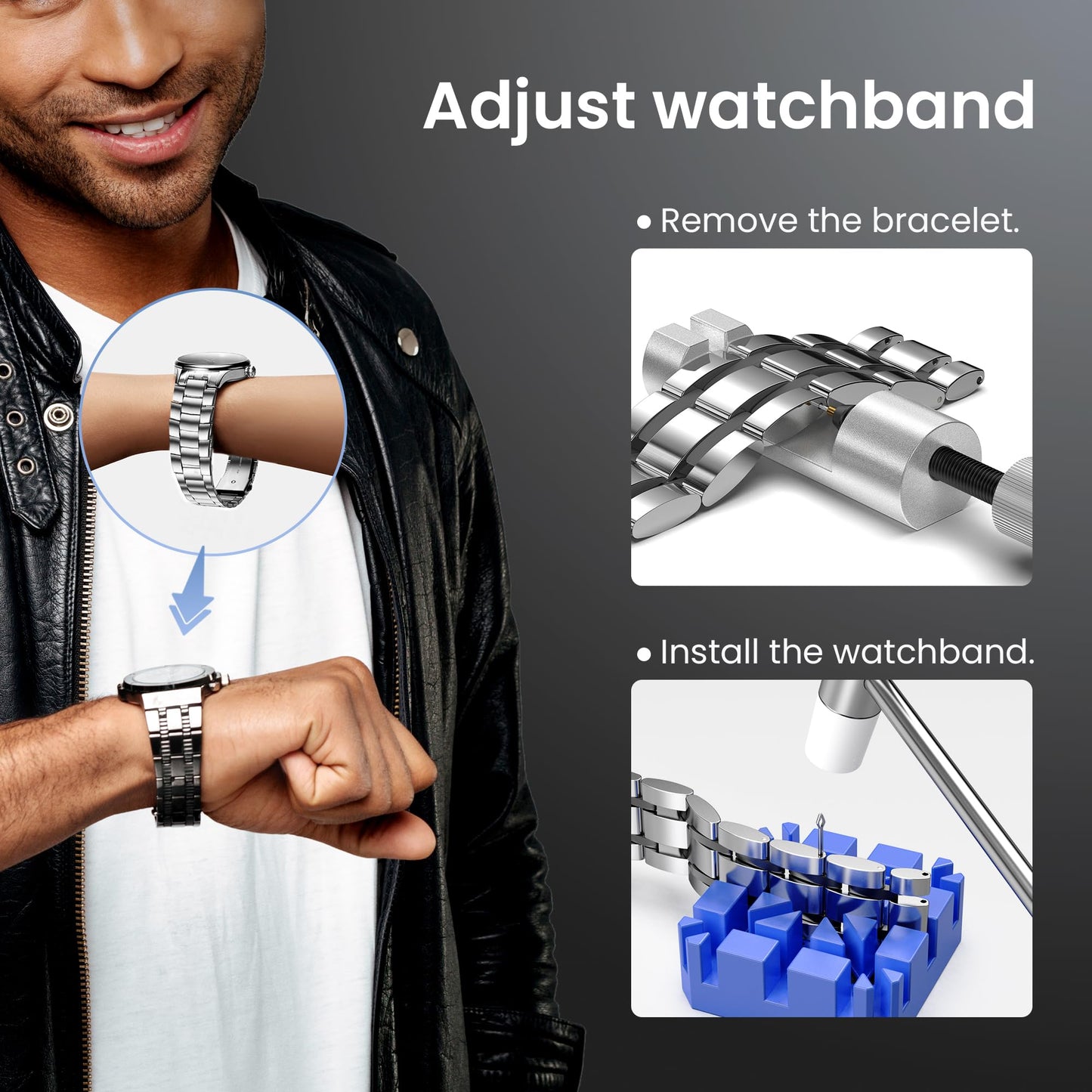 JOREST Watch Repair Kit, for Watch Battery Replacement & Watch Link Removal and Resizing & Watch Opener, Watch Repair Screwdriver Set, Watch Wrench Back Remover, Watch Cleaning, Spring Bar Tool