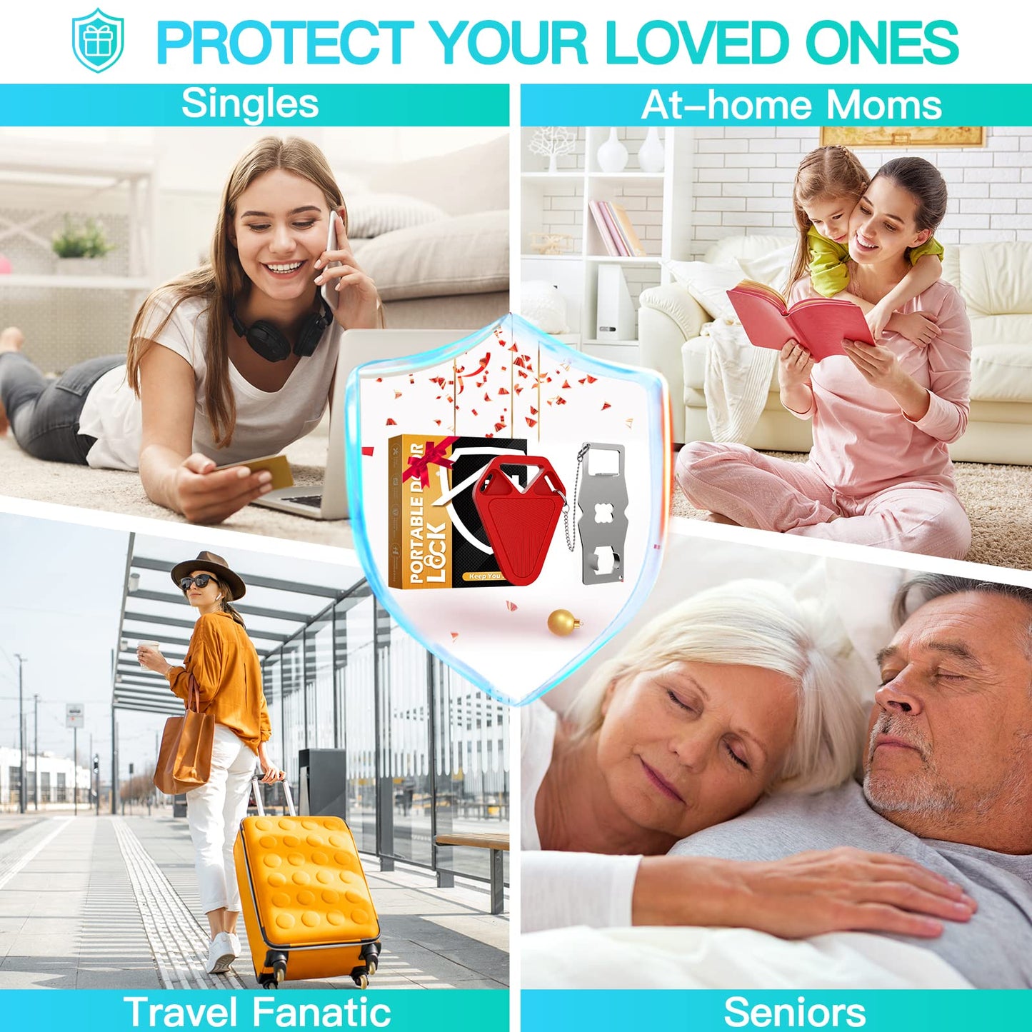 Portable Door Lock for Travel Essential: 2Pack Upgraded Hotel Home Security Safety Locks from Inside Apartment Traveling Front Door Room Security Devices Travel Gifts for Travelers Women