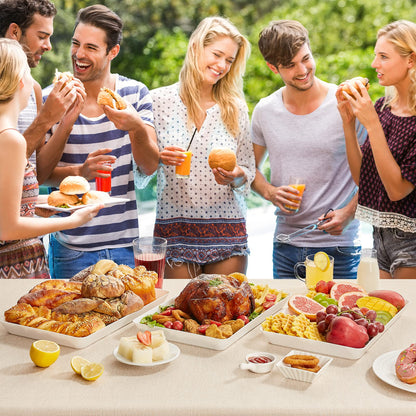 Lifewit Plastic Serving Tray for Party Supplies, 15" x 10" White Trays for Serving Food, Reusable Large Platter for Buffet, Fruit, Dessert, Snack, Veggie, Kitchen and Outdoor Use, Rectangle, 3 Pcs