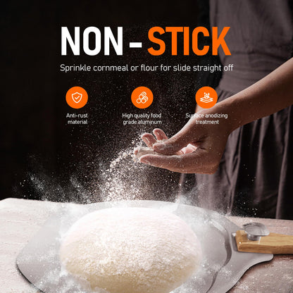 Pizza Peel 12 inch Aluminum Pizza Spatula,Upgraded Apple Shaped Pizza Paddle with Foldable Handle for Easy Storage,Sharmila Professional Pizza Spatula Paddle for Home Pizza Making