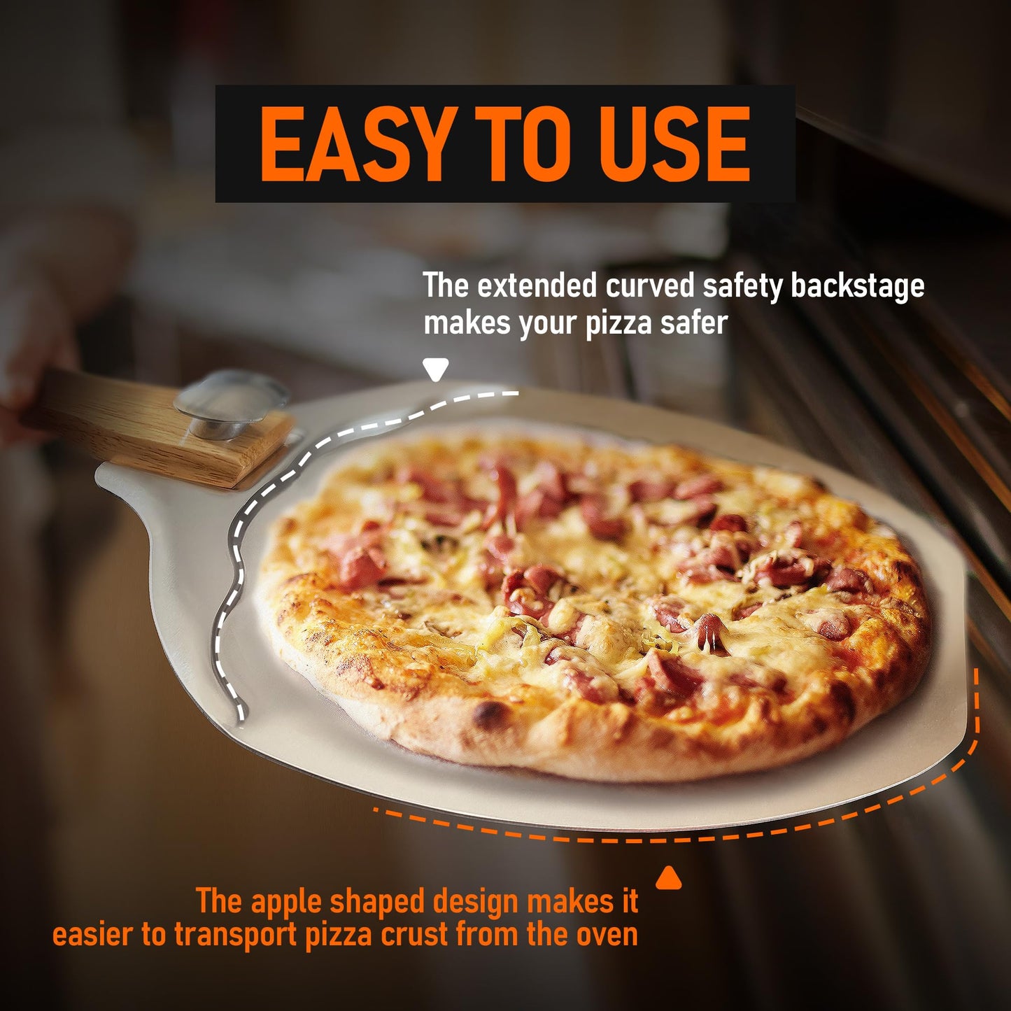 Pizza Peel 12 inch Aluminum Pizza Spatula,Upgraded Apple Shaped Pizza Paddle with Foldable Handle for Easy Storage,Sharmila Professional Pizza Spatula Paddle for Home Pizza Making