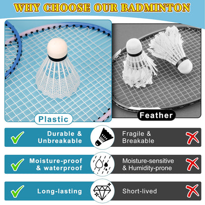 Hysagtek 12 Pcs Badminton Birdies Badminton Shuttlecocks, Shuttle Balls for Indoor Outdoor Sport Ball Training Exercise Gym Fitness Game (White)