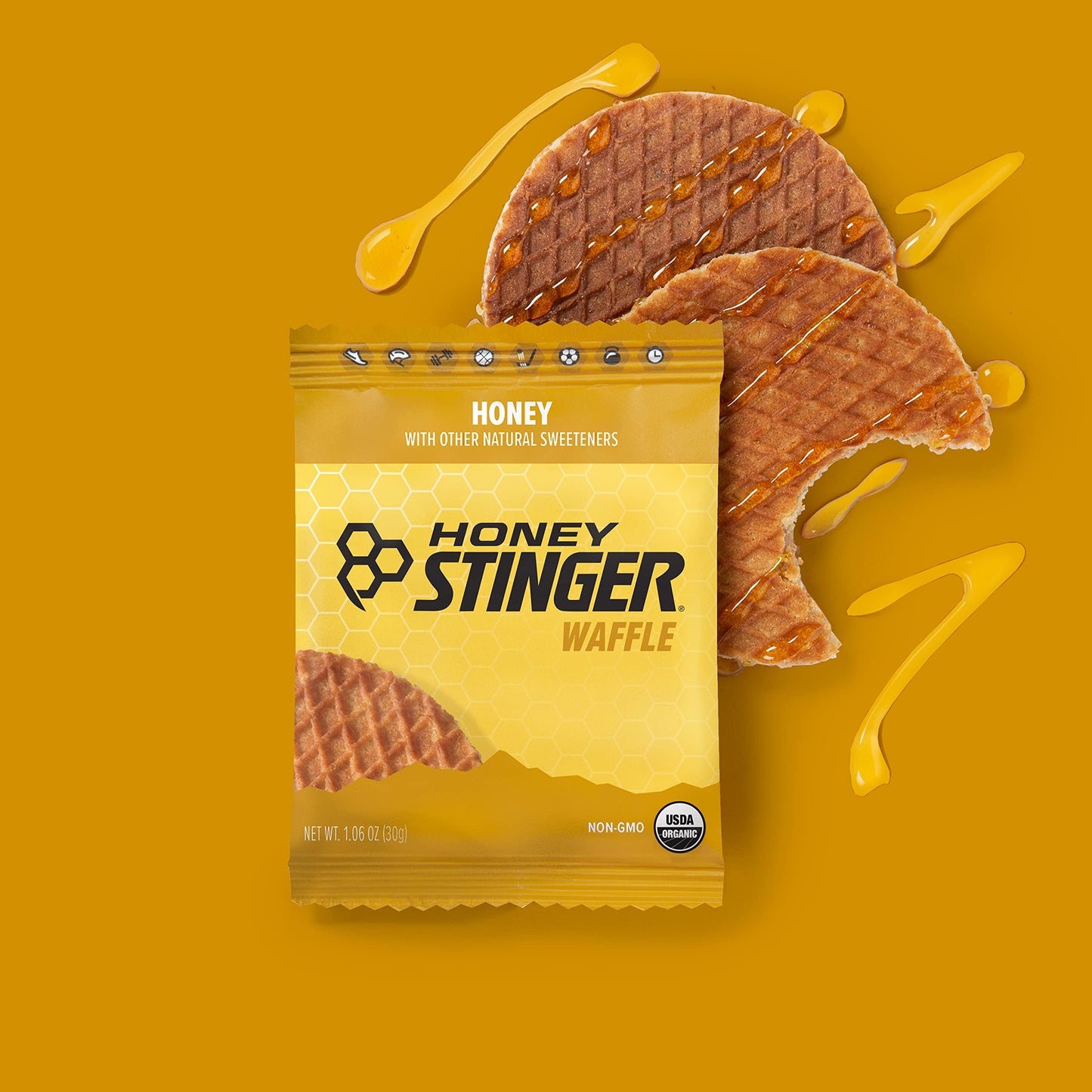 Honey Stinger Organic Honey Waffle, Energy Stroopwafel for Exercise, Endurance and Performance, Sports Nutrition for Home & Gym, Pre and Post Workout, Box of 16 Waffles, 16.96 Ounce (Pack of 16)