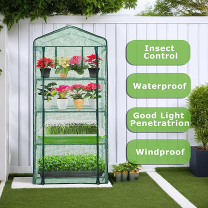 Purlyu Mini Greenhouse for Indoor Outdoor,Plant Green House 4-Tier Rack Stand Portable Greenhouses with Durable PE Cover for Seedling, 2.5x1.6x5.2 FT Ideal Gardening Gifts for Women Men(PLGH704G)