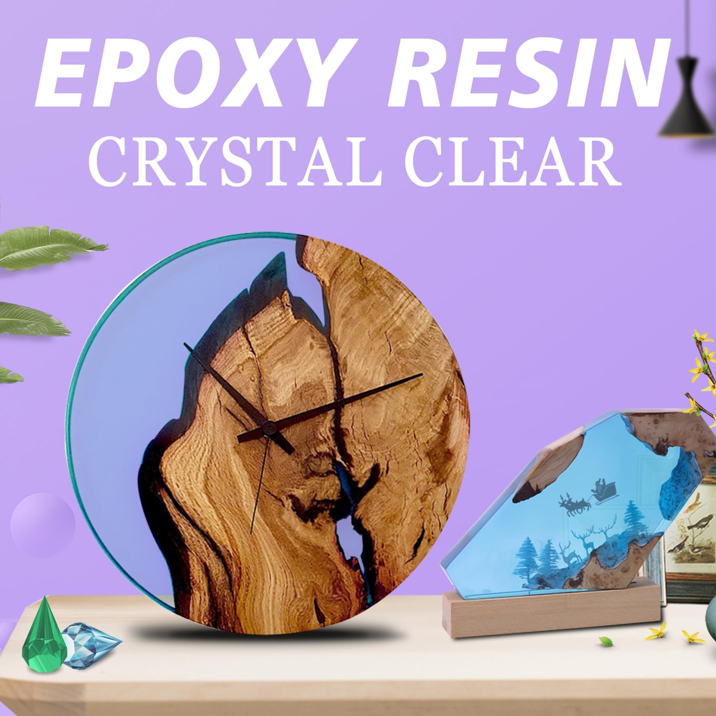 32OZ Crystal Clear Epoxy Resin, Resin Epoxy Desktop, No Yellowing & No Bubbles, Self Leveling 1:1 Mix for DIY Jewelry, Art Casting Resin Epoxy Kit