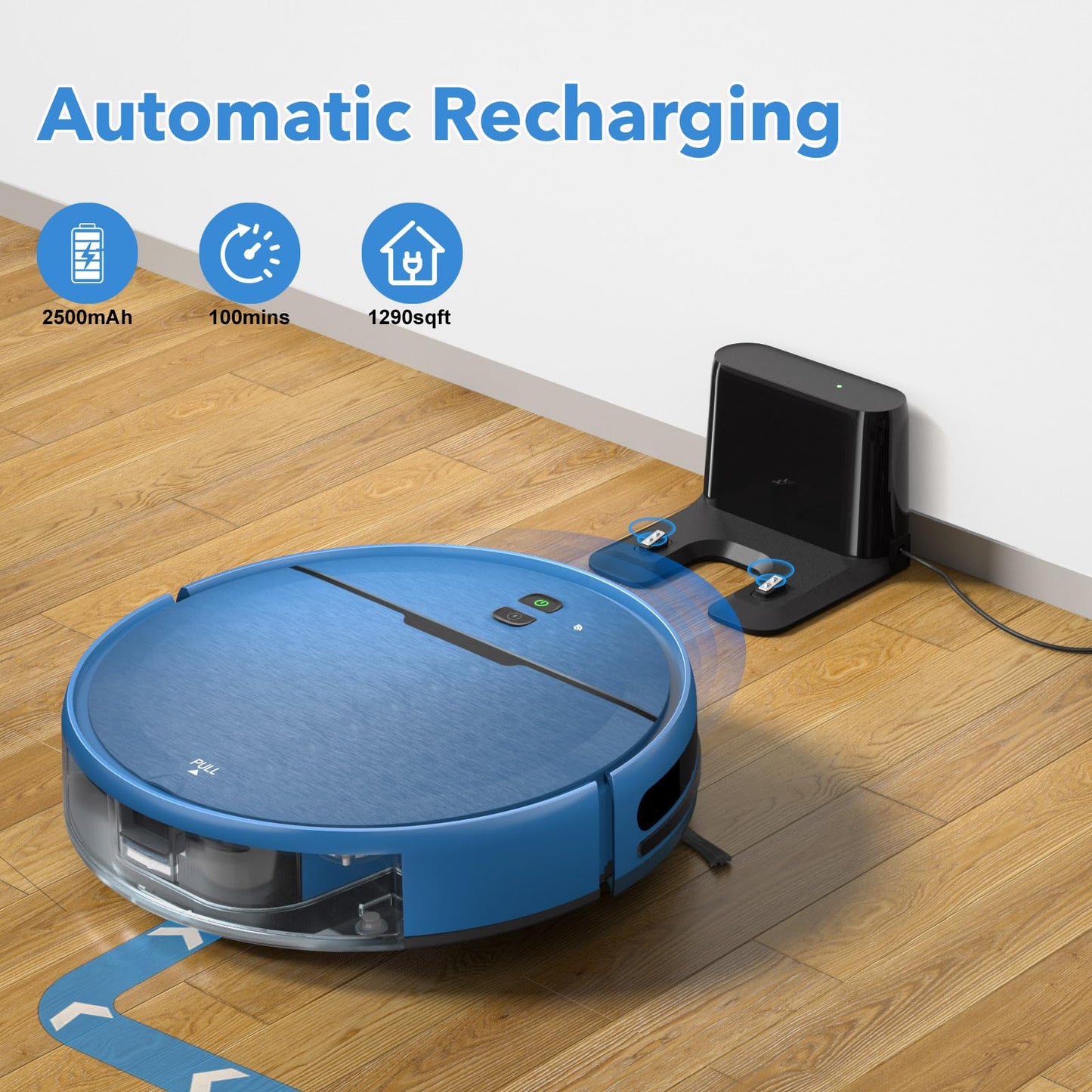 Robot Vacuum and Mop Combo, 2 in 1 Robot Vacuum Cleaner with WiFi/App, Smart Robotic Vacuums with Strong Suction, Schedule, Self-Charging, Slim, Quiet, Ideal for Hard Floor, Pet Hair, Low Pile Carpet