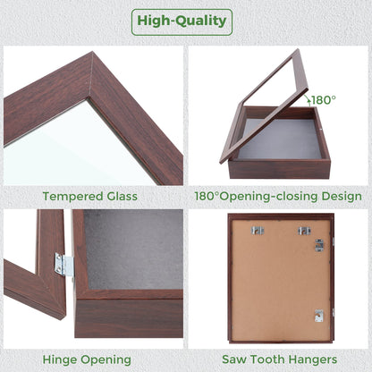 Frametory, 11x14 Shadow Box Frame - Front Opening - 2 Inch Depth Display for Wall and Tabletop - Memory Box With 6 Pins Included (Walnut)