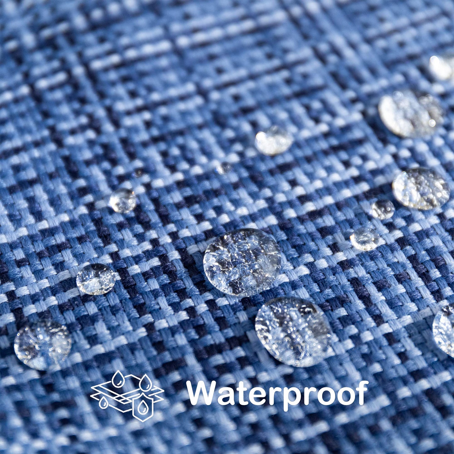 Kevin Textile Pack of 2 Decorative Outdoor Waterproof Throw Pillow Covers Stripe Square Pillowcases Modern Cushion Cases for Patio Couch Bench 20 x 20 Inch Navy Blue