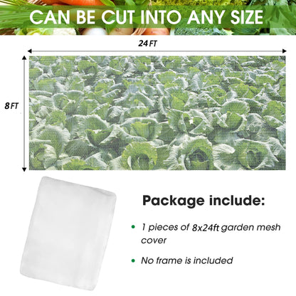 Mosquito Netting, 8 x 24 Ft Bird Netting for Garden Protection Insect Plant Covers for Vegetable Fruits, Garden Mesh Net Pest Barrier Protect Plant from Birds Bugs