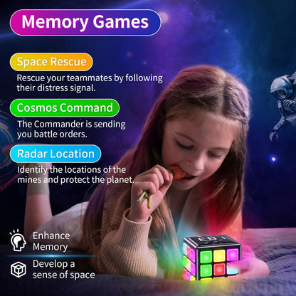 Niufunmal Rechargeable Game Cube - 15-in-1 Fun Brain Memory & Speed Games for Kids - Christmas Easter Birthday Gifts for Boys Girls Ages 6-12+ Years Old - Toys for Kids Teens with Score Screen (Black)