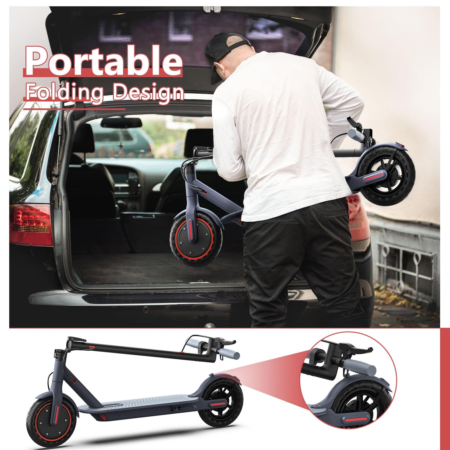 MAXSHOT Electric Scooter for Adults, 8.5"/10" Tires, 19/22Mph, 350W/500W Motor, 21-28 Miles Range, Folding E-Scooter with Dual Suspension,APP(V1/SPRO/MAX) (V1-Sportscooter-7.8Ah)