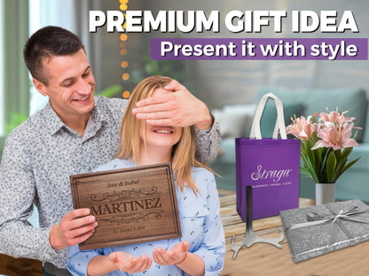 Personalized Cutting Board - Custom Engraved Wood Charcuterie Board - Best Wedding Gift Idea for Couples (Bride & Groom), Newlyweds - Handcrafted in USA from Premium Hardwood 002