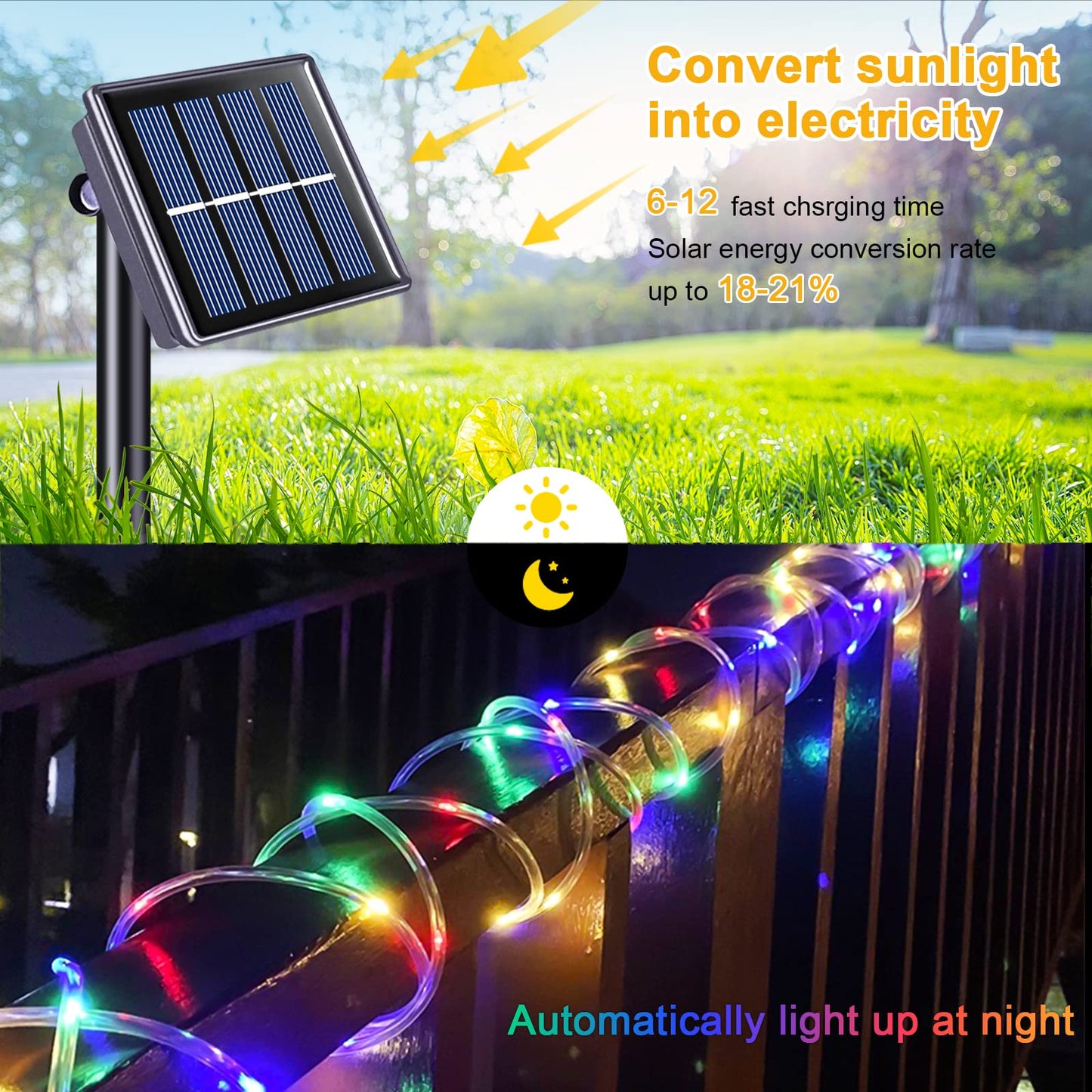 JMEXSUSS 200 LED Trampoline Accessories Solar Rope Light, 66ft IP 65 Waterproof Solar Pathway Lights Outdoor, 8 Modes Trampoline Lights for Basketball Hoop Ladder Slide Pathway Tent Camp(Multicolor)