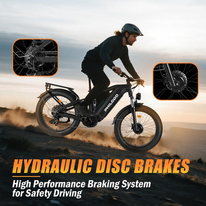 ADVENCO 5000W Peak Dual Motor E-Bike, 60V 32AH Long Range Electric Bike for Adults Dirt Bike, 26" Fat Tire Hunting Ebike for All Terrain, 45MPH Full Suspension Electric Bicycle