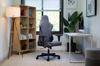 RESPAWN 110 Fabric Gaming Chair Ergonomic Racing Style High Back PC Computer Desk Office Chair - 360 Swivel, Integrated Headrest, 135 Degree Recline Adjustable Tilt Tension Angle Lock - 2023 Grey